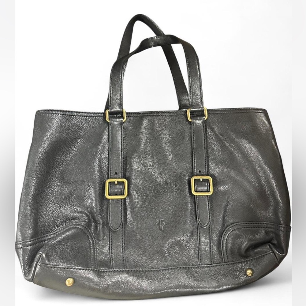 NWT Frye Black Leather lily tote bag gold hardware $458